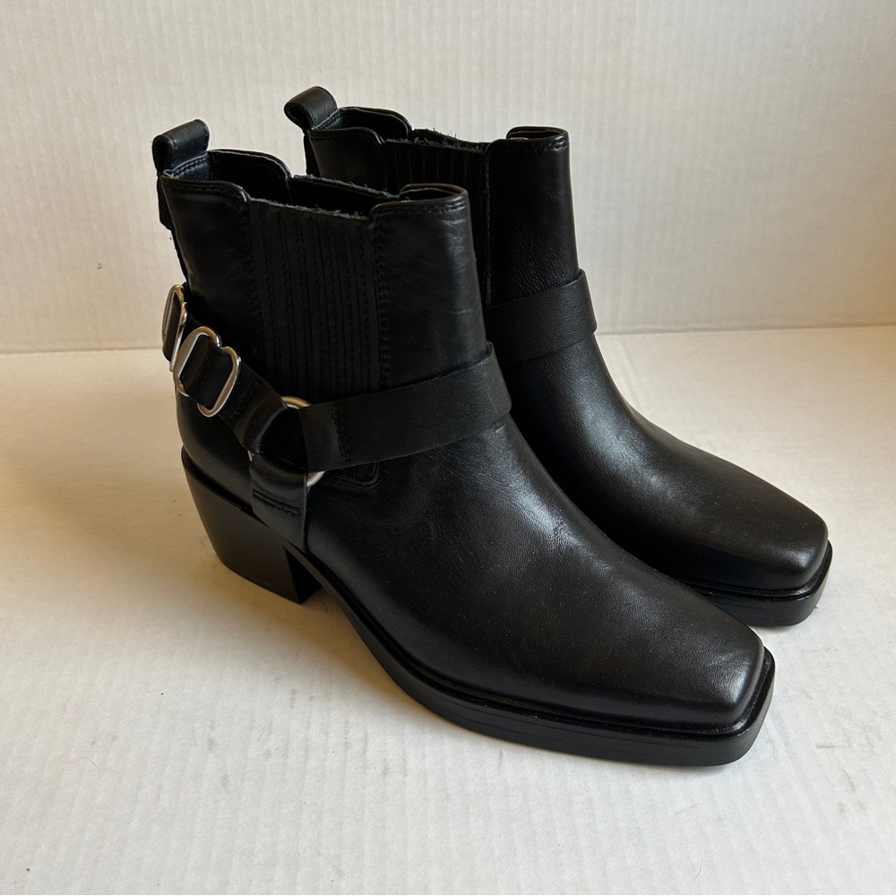 Sam Edleman Bellamine Black square toe Moto Western boots size 5 NWOT